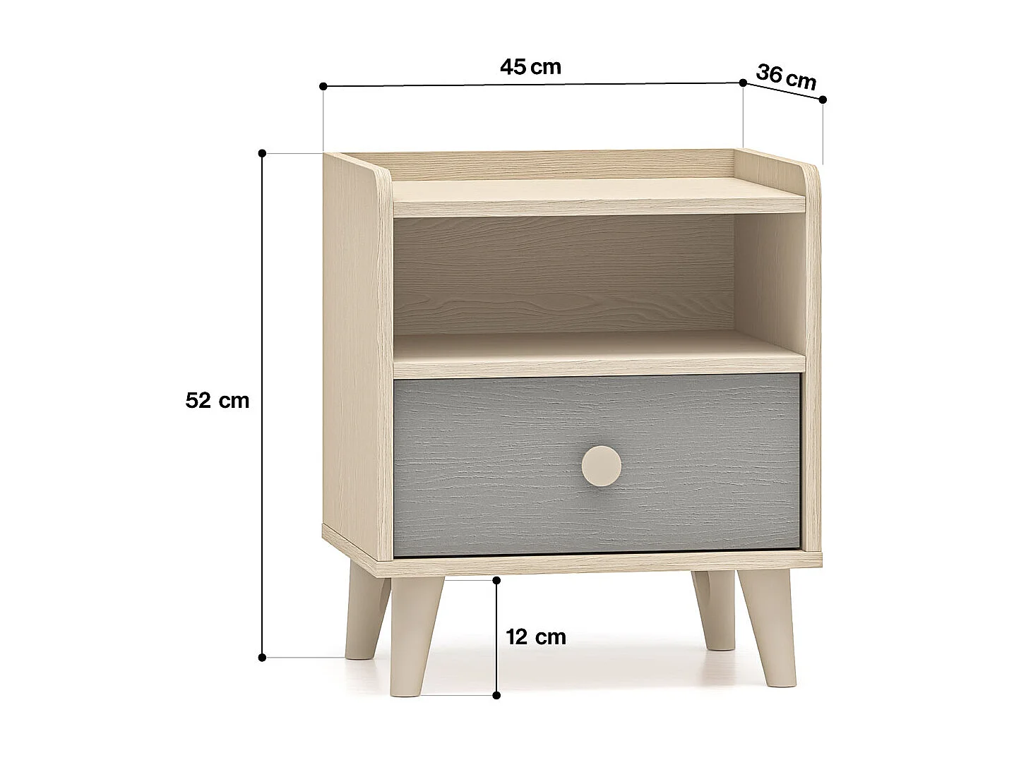 NACHTKONSOLE Mevel Wüstensand /Palladiumgrau 45 / 36 / 52cm (2er-Set)