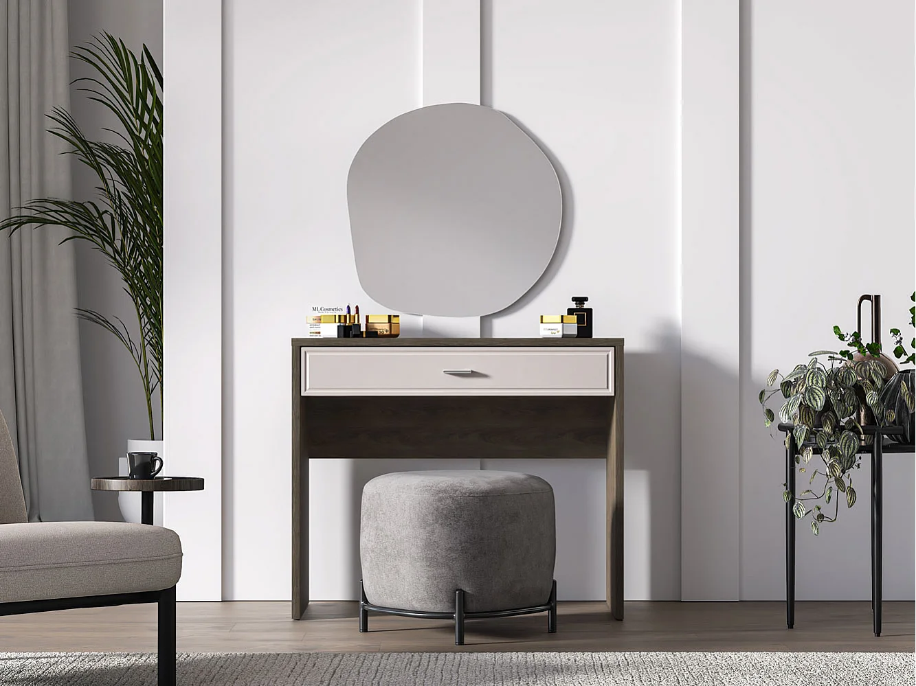 KONSOLENTISCH Avante 92 / 40 / 78cm Windmill Eiche Dunkel / Cashmere Hochglanz