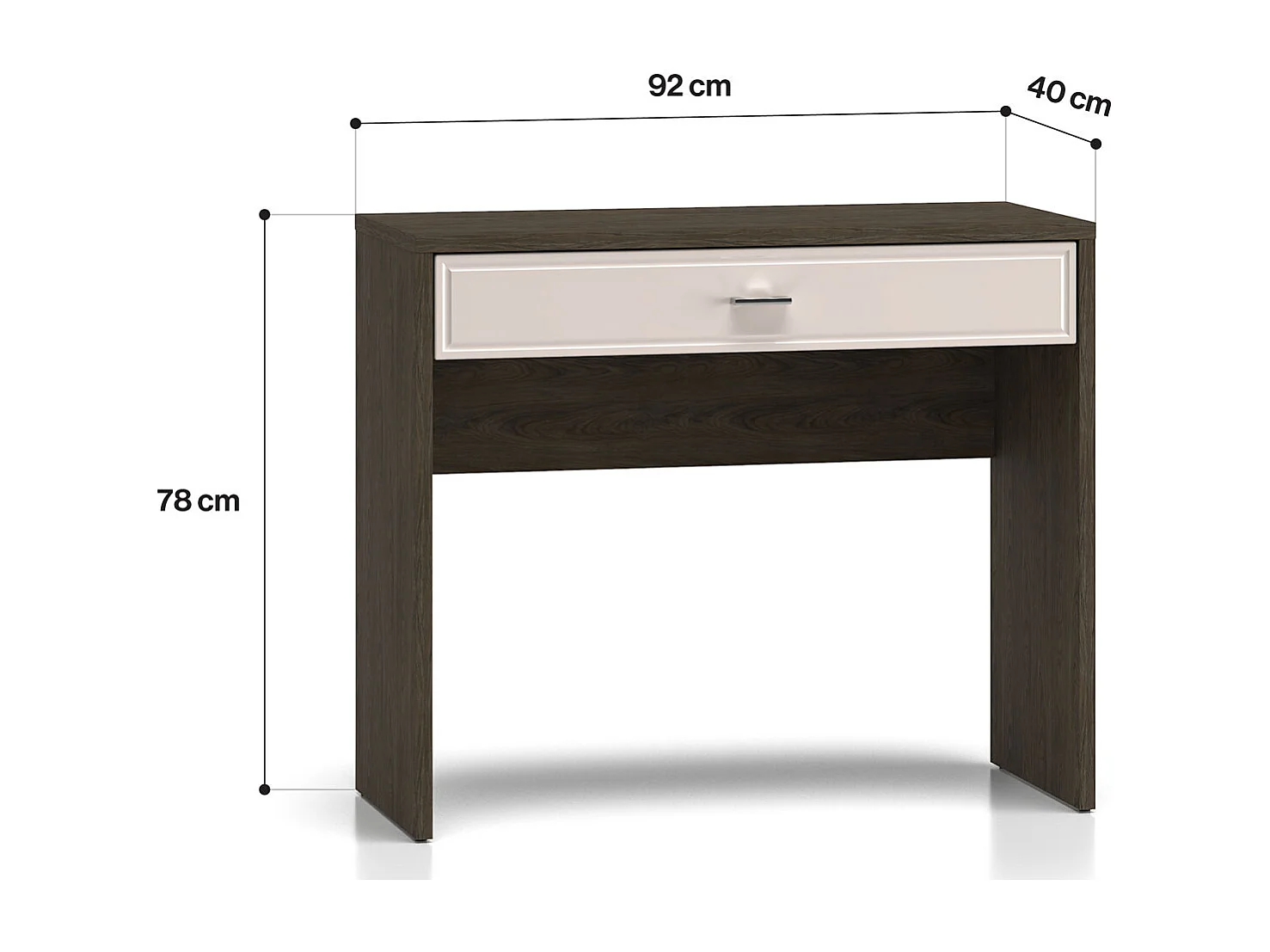 KONSOLENTISCH Avante 92 / 40 / 78cm Windmill Eiche Dunkel / Cashmere Hochglanz