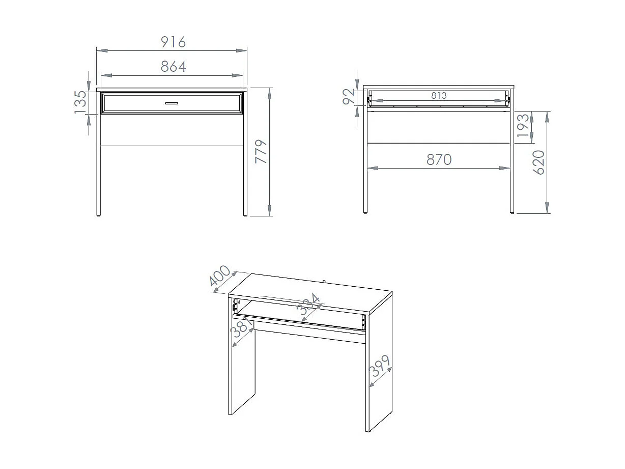 KONSOLENTISCH Avante 92 / 40 / 78cm Windmill Eiche Dunkel / Cashmere Hochglanz