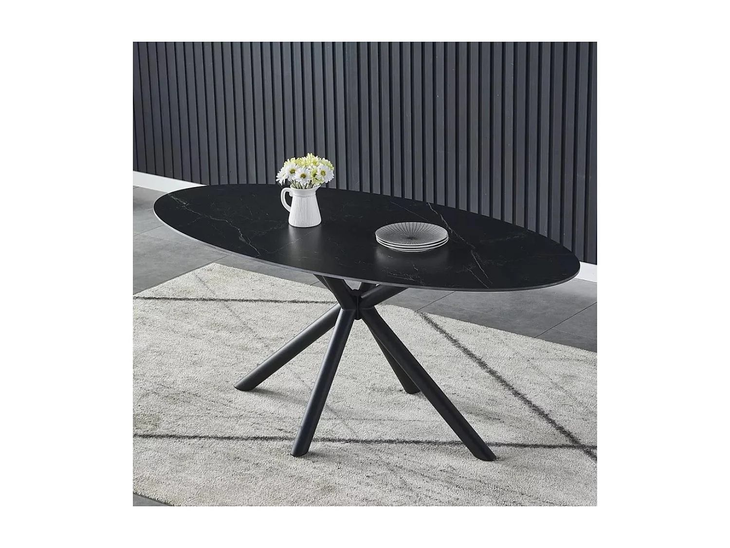Esstisch Melis (90x160)/Keramik/Schwarz