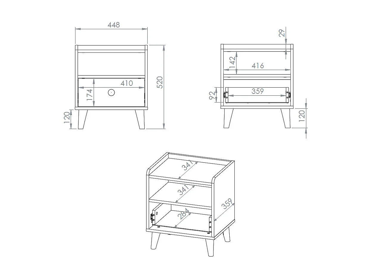 NACHTKONSOLE Mevel Wüstensand / Millennial Pink 45 / 36 / 52cm (2er-Set)