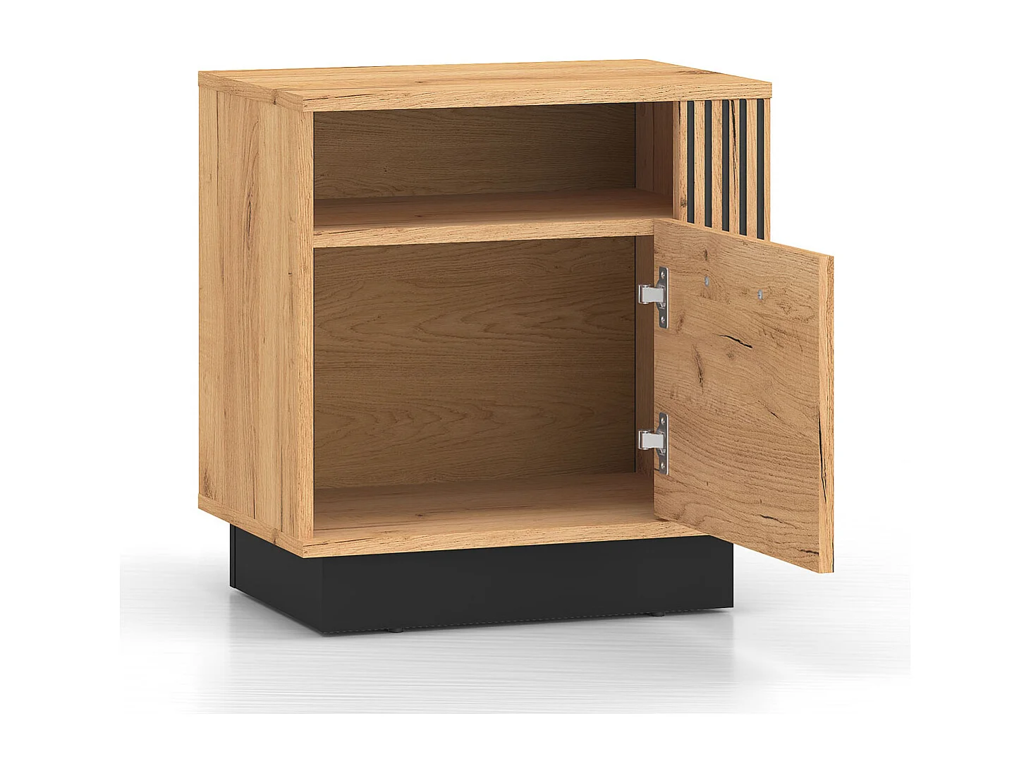 2ER-SET NACHTKONSOLE Urso Gold Craft Eiche / Schwarz je 50 / 35 / 55 cm