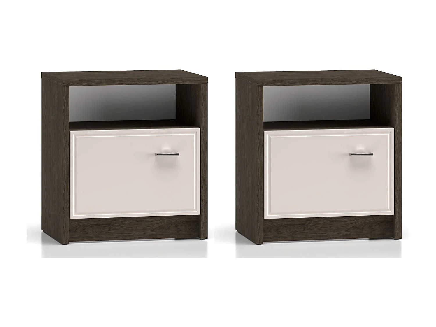 NACHTKONSOLE Avante Windmill Eiche dunkel / Cashmere Hochglanz 50 / 35 / 55cm (2er-Set)