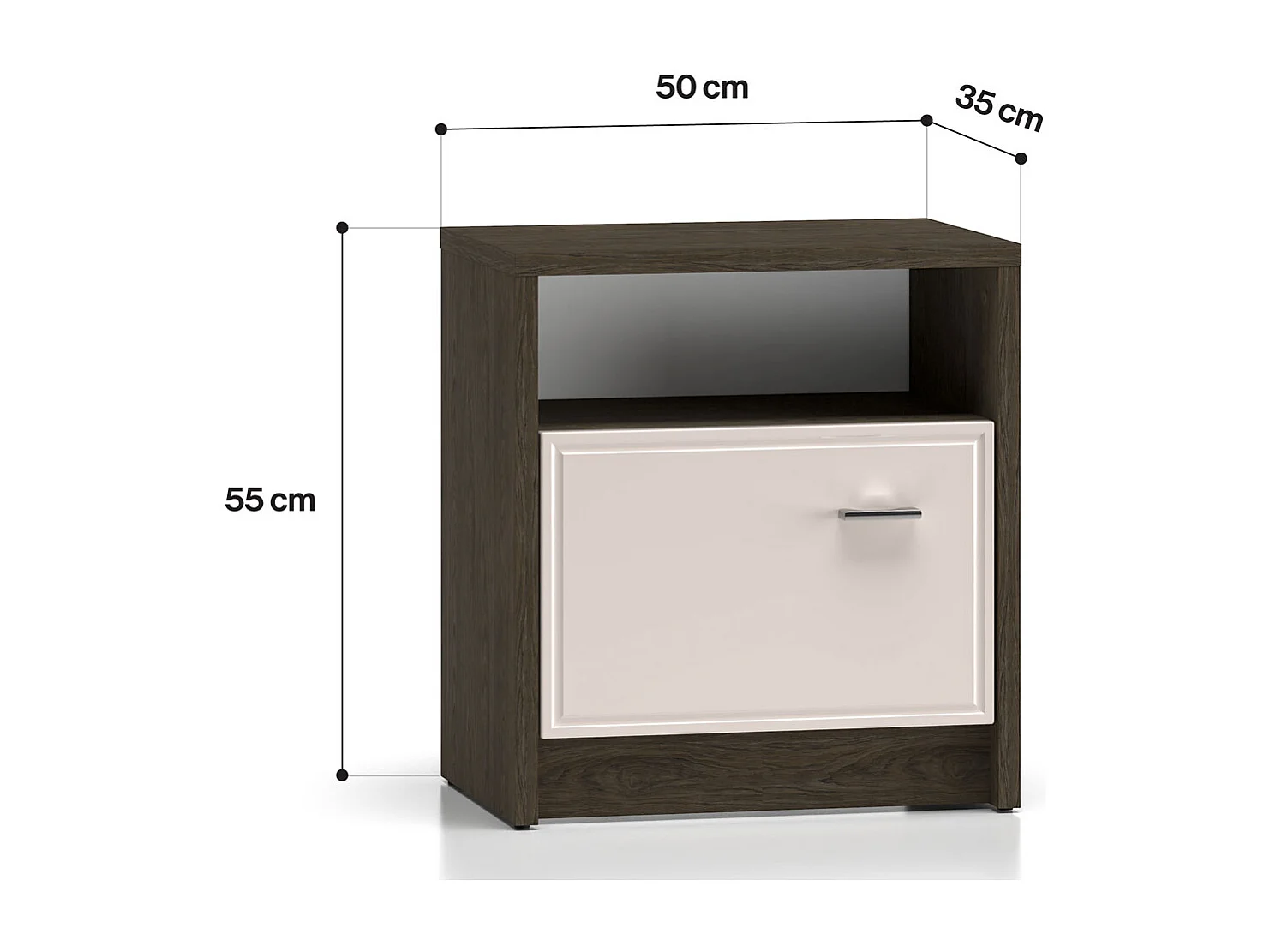 NACHTKONSOLE Avante Windmill Eiche dunkel / Cashmere Hochglanz 50 / 35 / 55cm (2er-Set)
