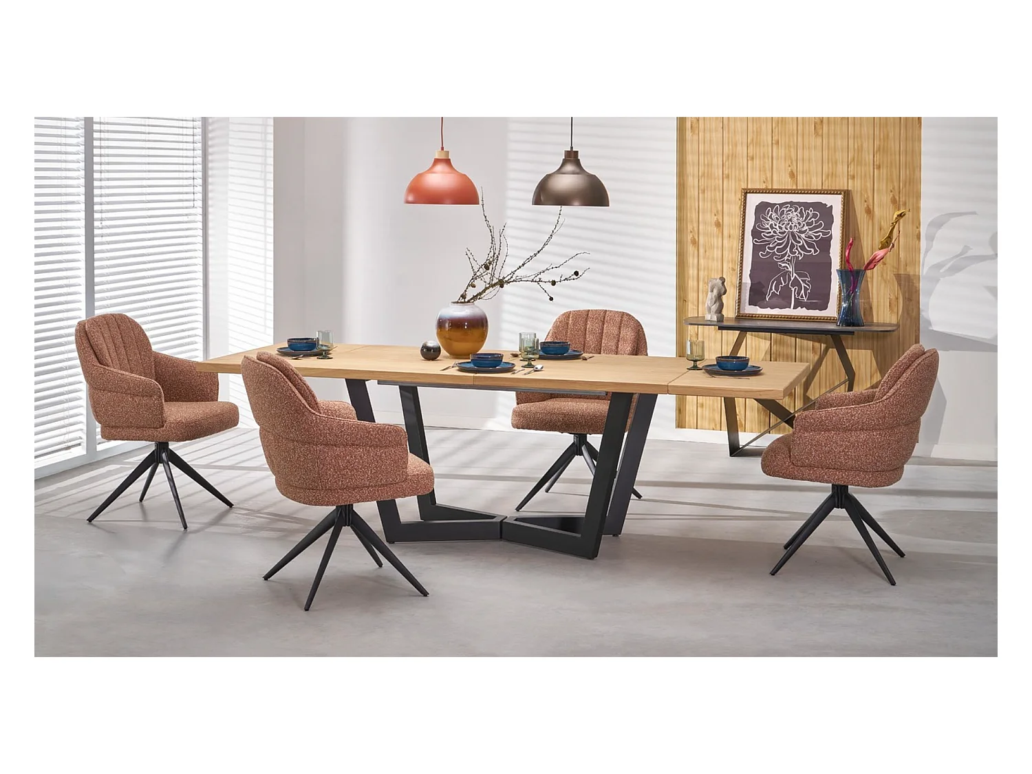Esstisch Massive (90x160-250)/Möbelplatte&Massivholz/Braun&Schwarz