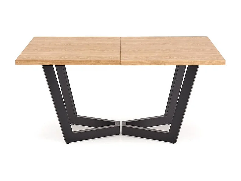 Table à manger en bois massif (90x160-250)/plateau de meuble et bois massif/marron et noir