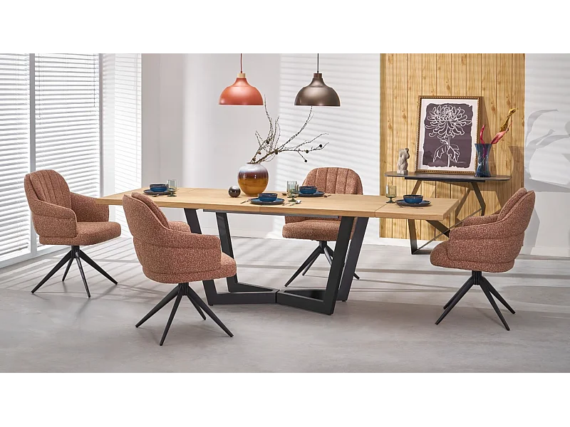 Esstisch Massive (90x160-250)/Möbelplatte&Massivholz/Braun&Schwarz