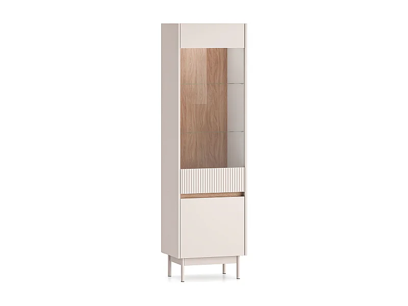 VITRINE Dunea 55 / 40 / 193cm Cashmere / Eiche Cremona Torro mit Beleuchtung