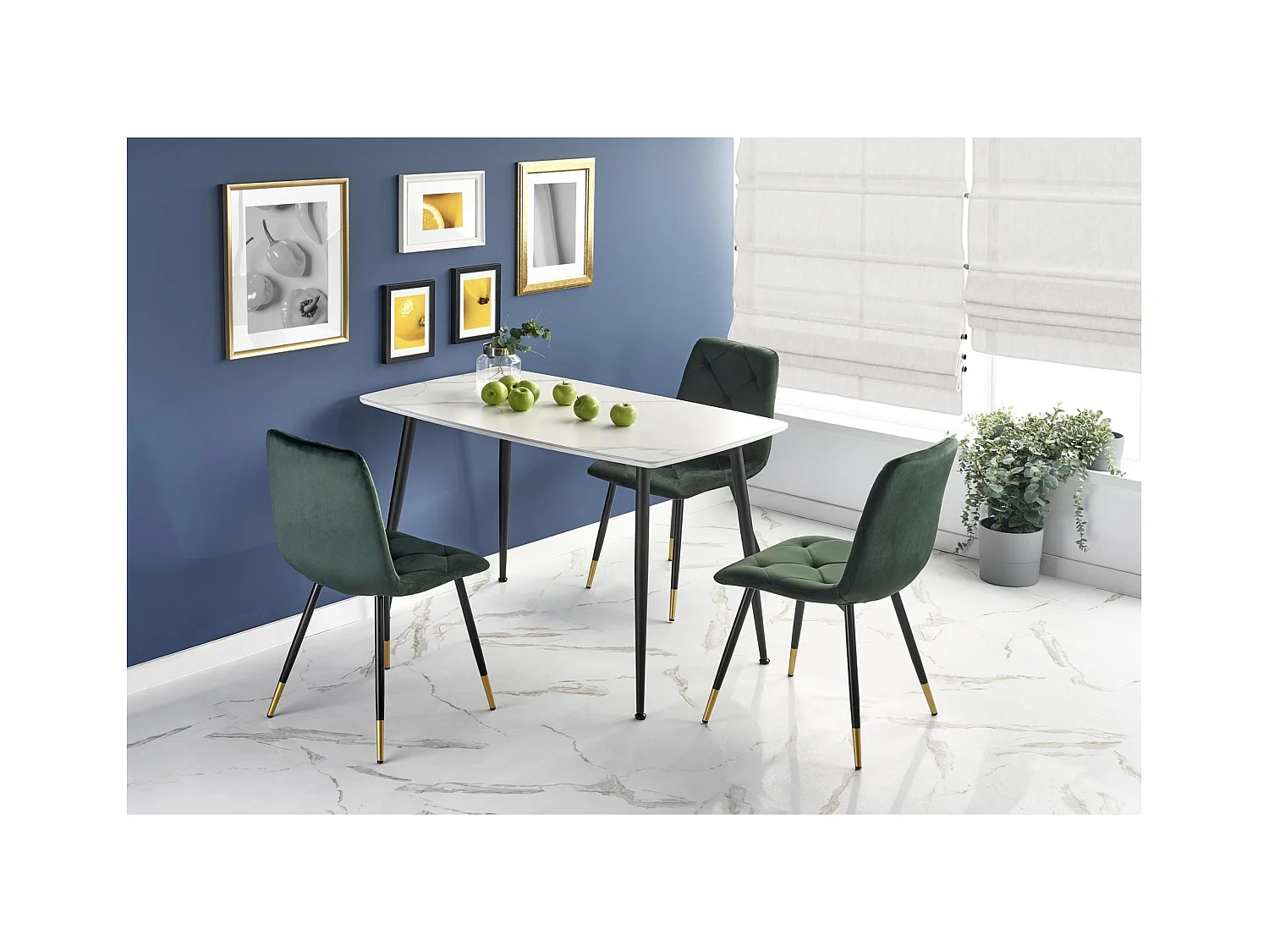 Tavolo da pranzo Marco (70x120)/Ceramica e metallo/Bianco