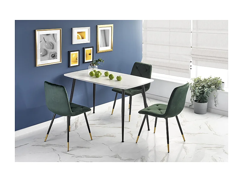 Tavolo da pranzo Marco (70x120)/Ceramica e metallo/Bianco