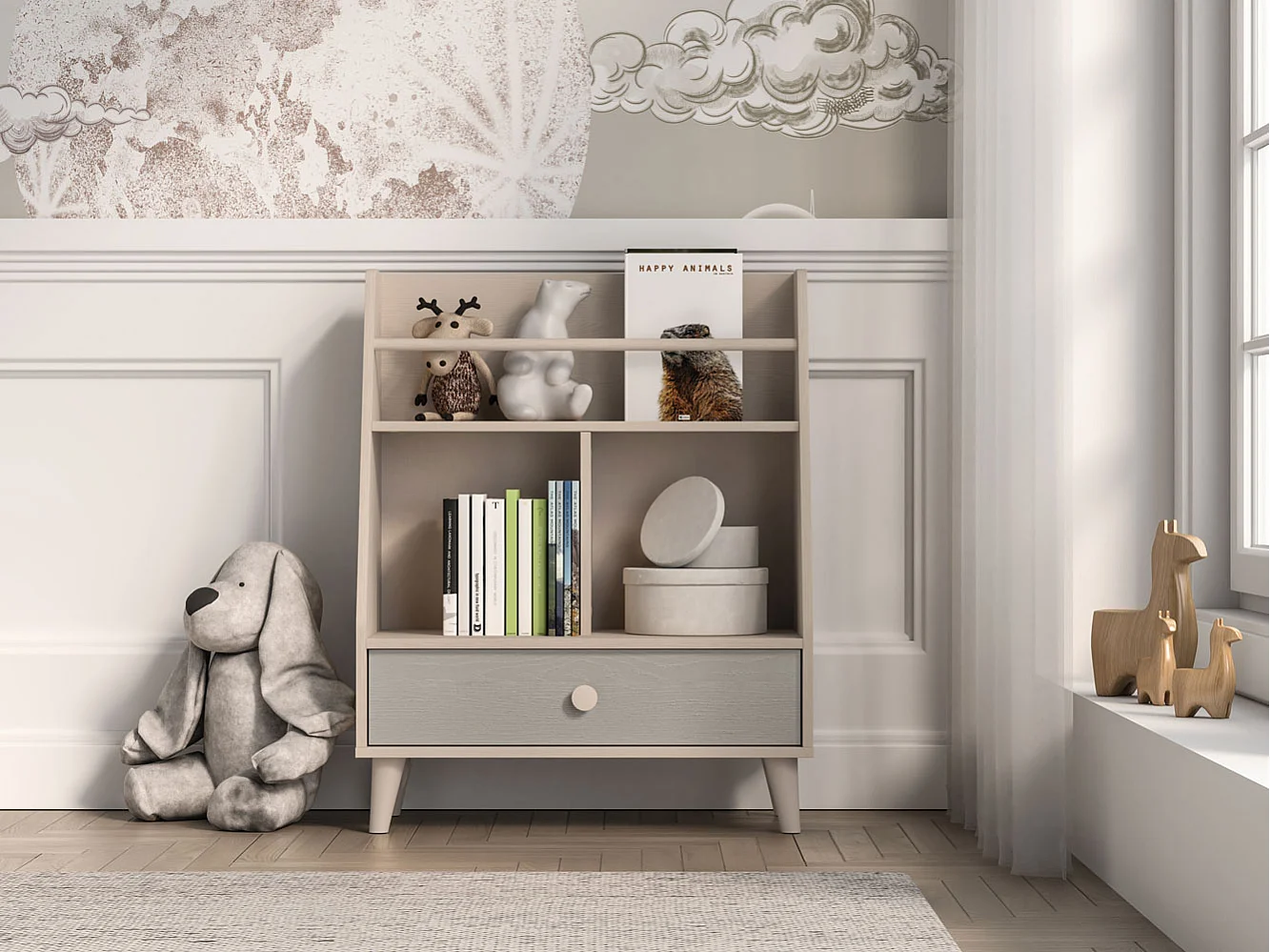 BÜCHERREGAL Mevel Wüstensand / Palladiumgrau 72 / 36 / 90cm