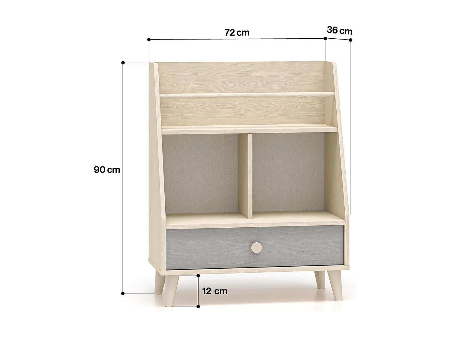 BÜCHERREGAL Mevel Wüstensand / Palladiumgrau 72 / 36 / 90cm
