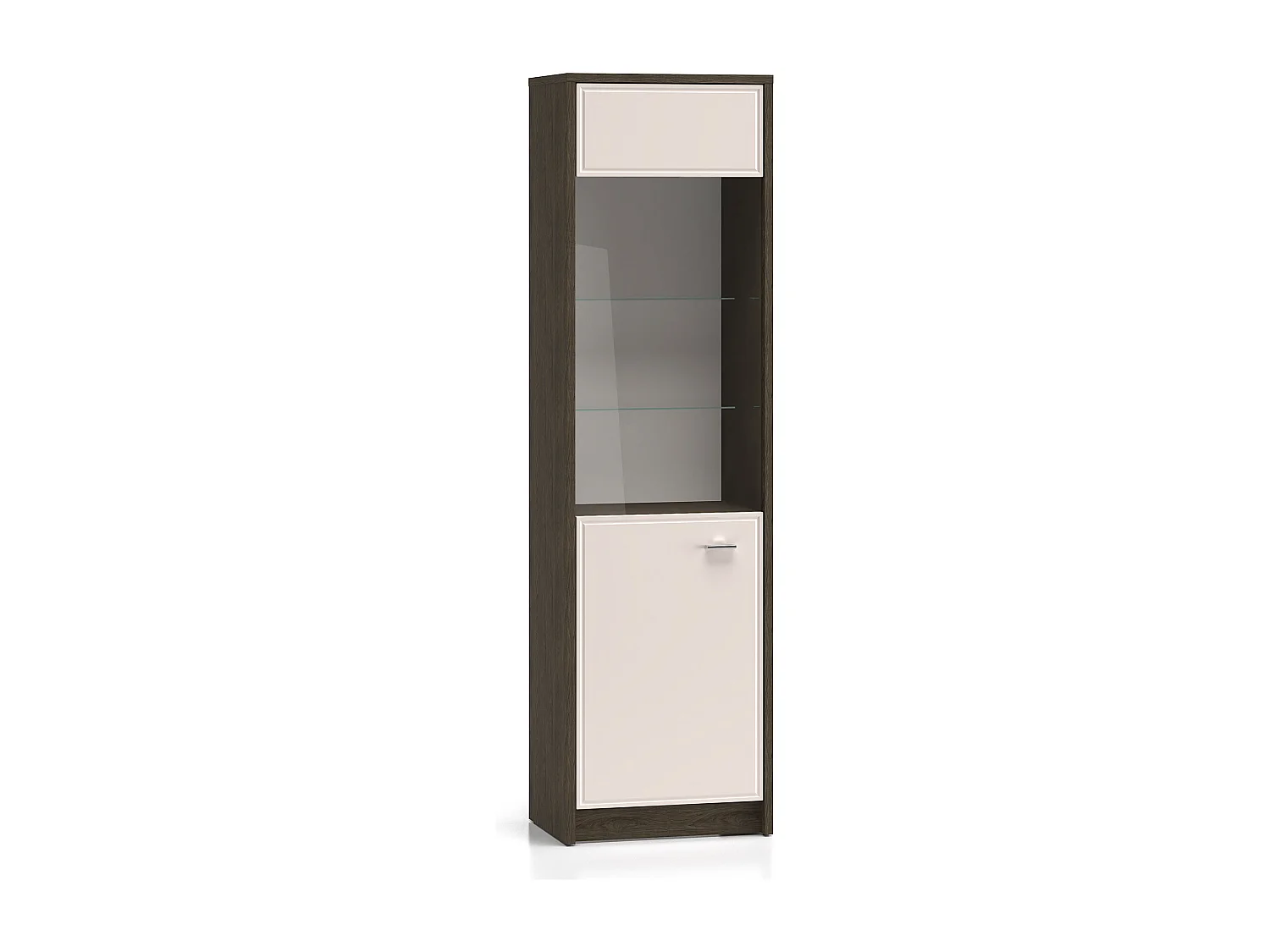 VITRINE Avante Windmill Eiche dunkel / Cashmere Hochglanz 55 / 40 / 195cm