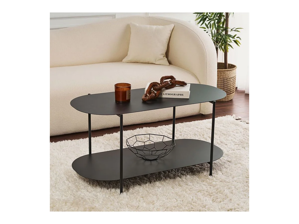Table basse 2 plateaux avec bords arrondis L100 cm - LIV