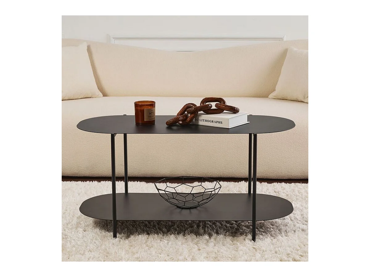 Table basse 2 plateaux avec bords arrondis L100 cm - LIV