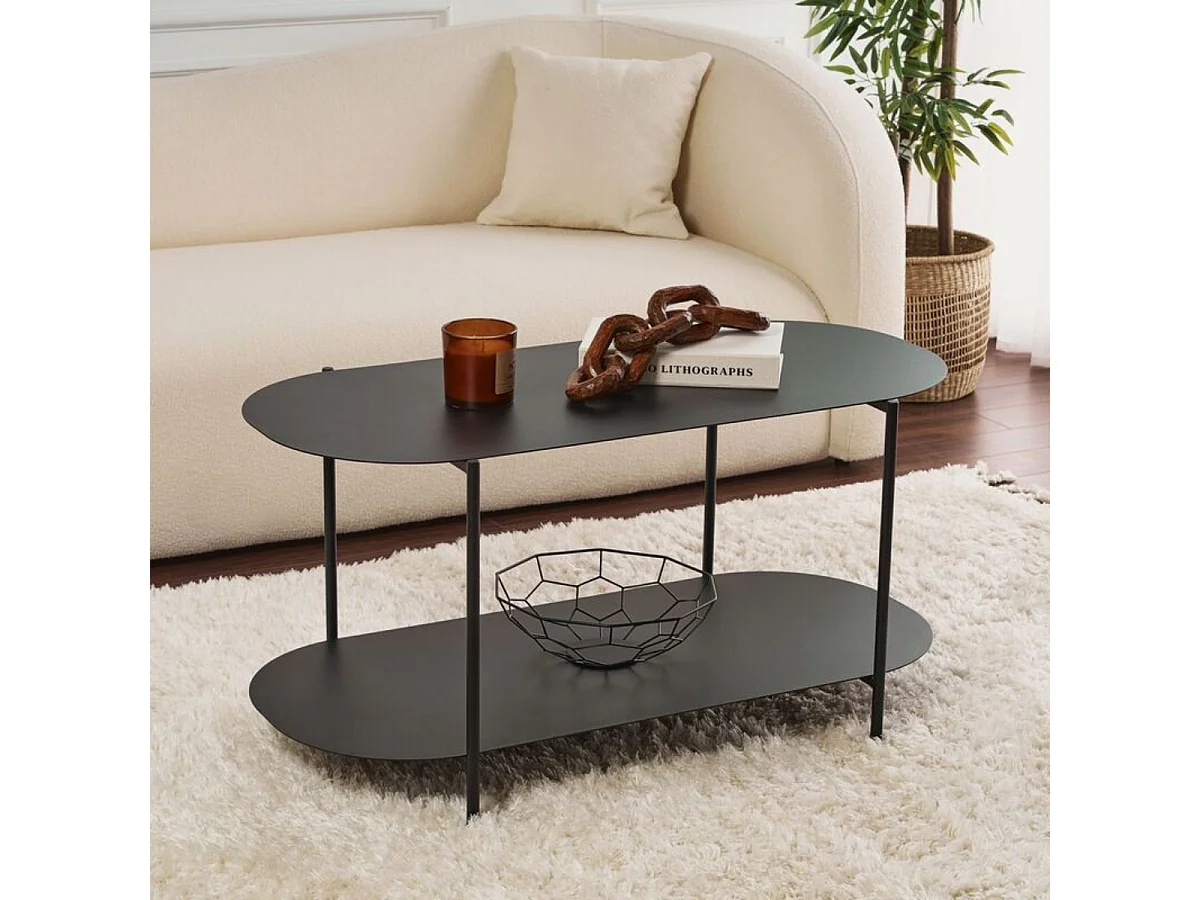 Table basse 2 plateaux avec bords arrondis L100 cm - LIV