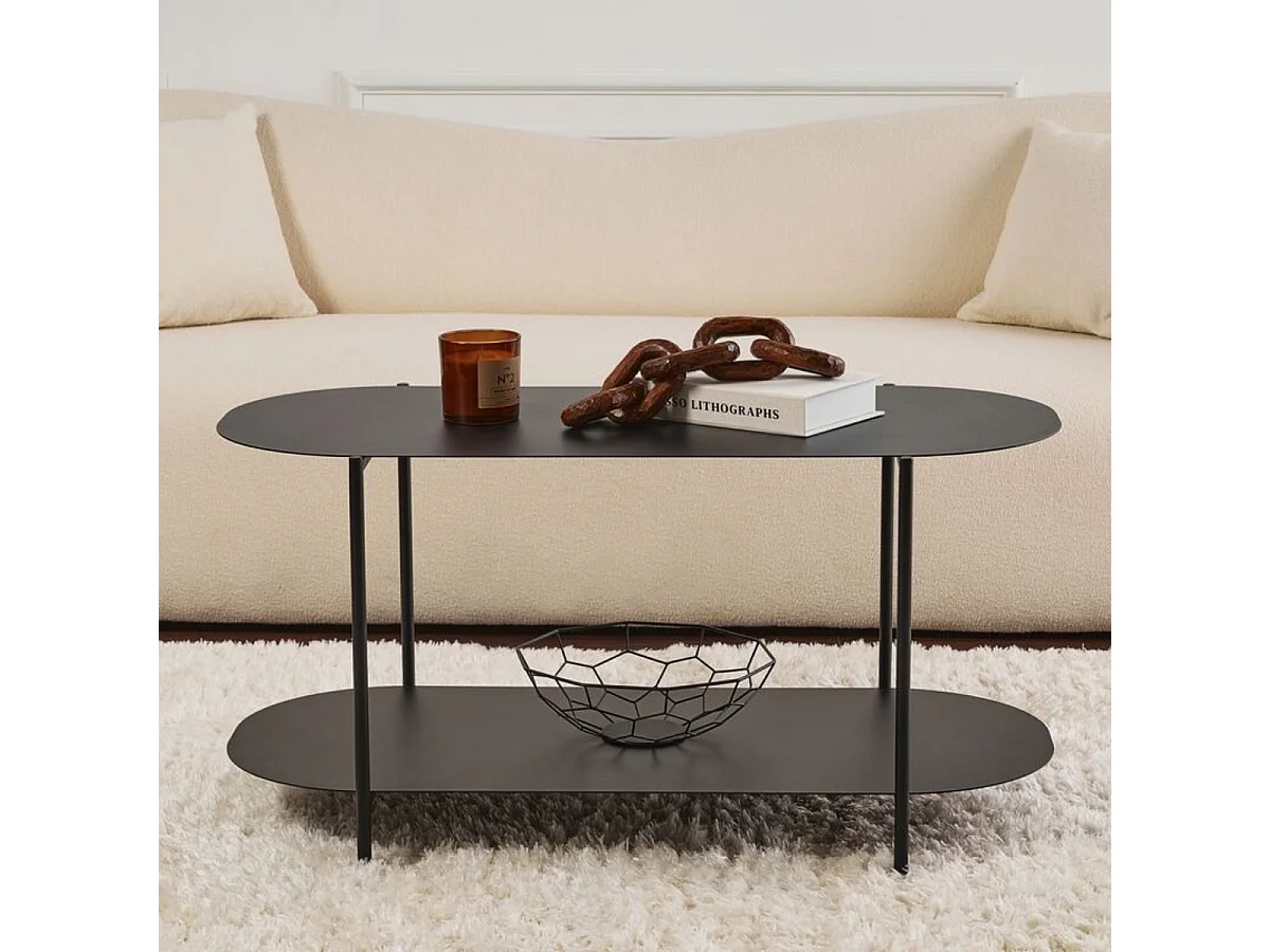Table basse 2 plateaux avec bords arrondis L100 cm - LIV