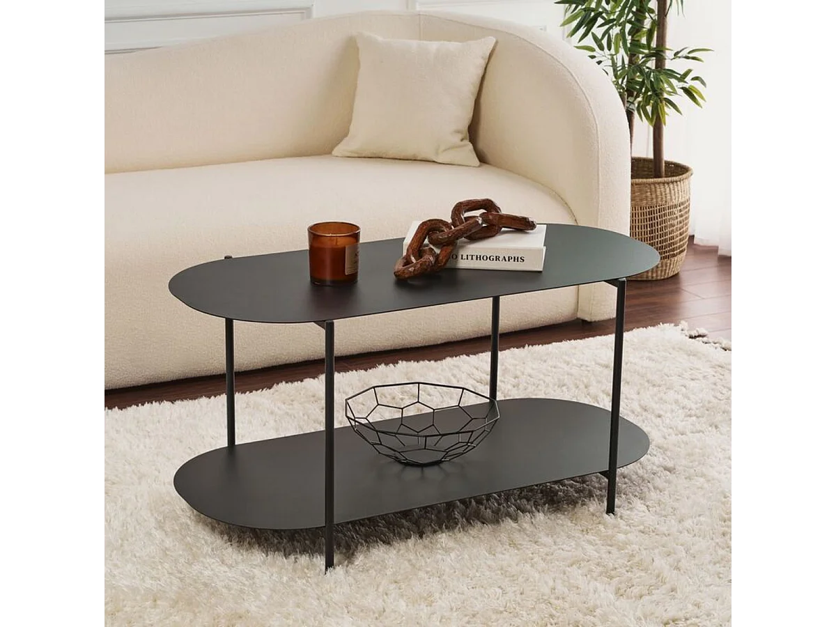 Table basse 2 plateaux avec bords arrondis L100 cm - LIV
