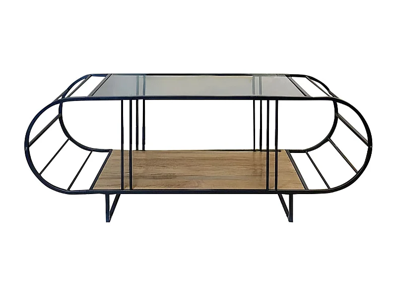 Table basse avec plateau en verre et métal L145 cm - WINDY