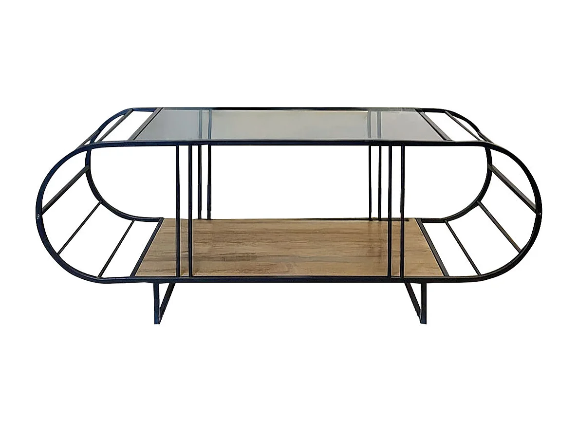 Salontafel met glazen en metalen blad L145 cm - WINDY