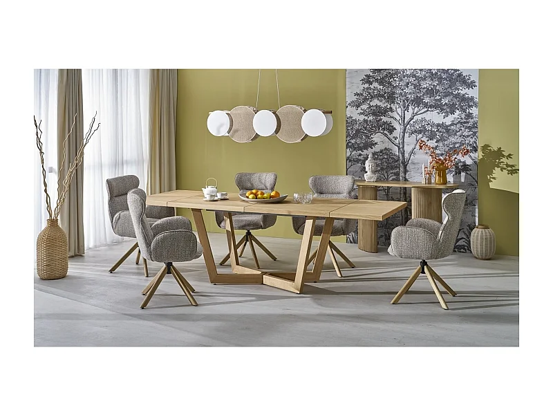 Tavolo da pranzo massello (90x160-250)/piano del mobile e legno massello/rovere marrone