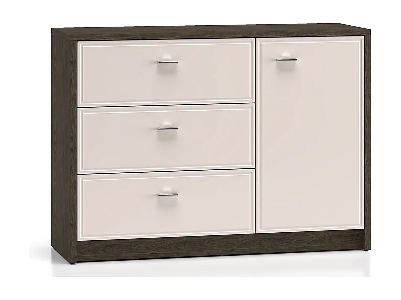 KOMMODE Avante 117 / 40 / 85cm Windmill Eiche dunkel / Cashmere Hochglanz