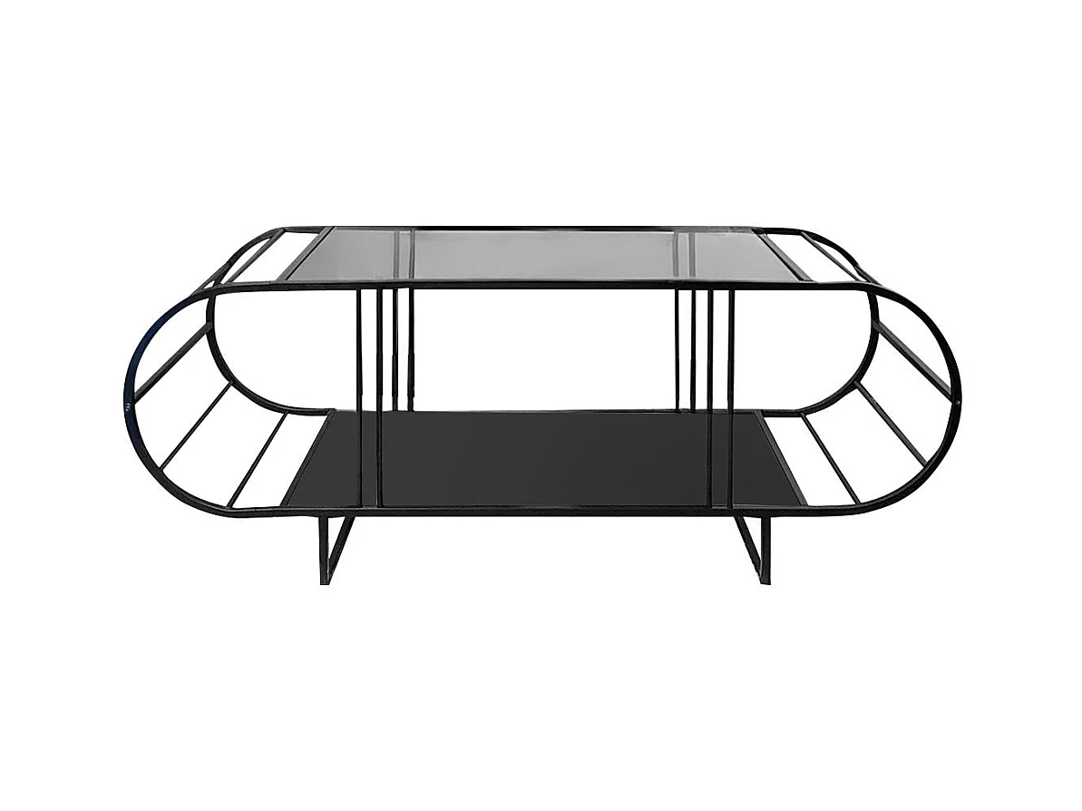 Mesa de centro con sobre de vidrio y metal L145 cm - WINDY