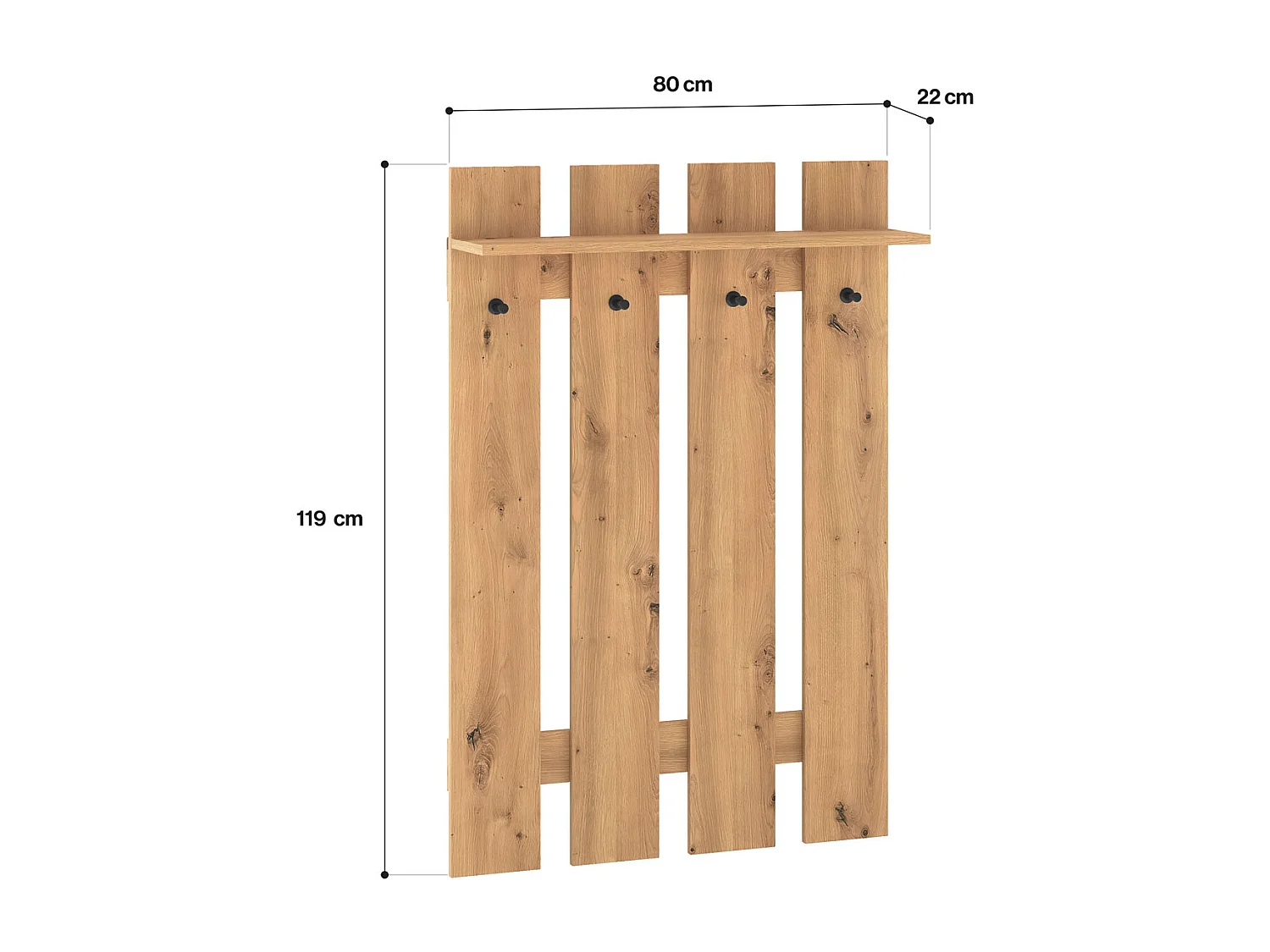 GARDEROBENPANEEL Renes Eiche Artisan 80 / 22 / 119cm