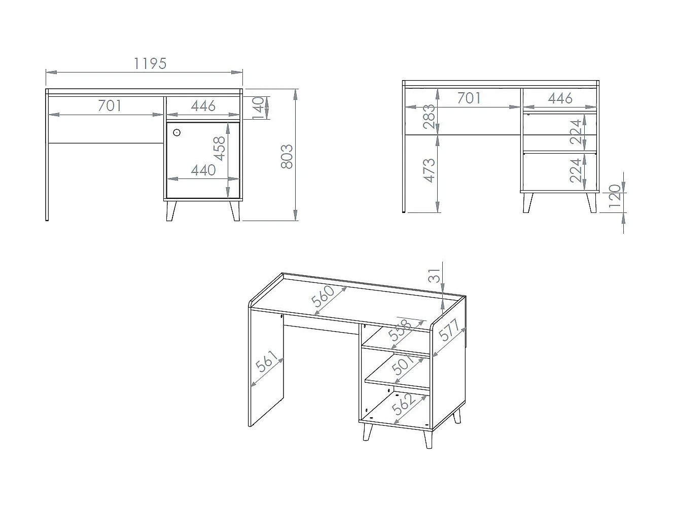 SCHREIBTISCH Mevel Wüstensand / Millennial Pink 120 / 58 / 80cm