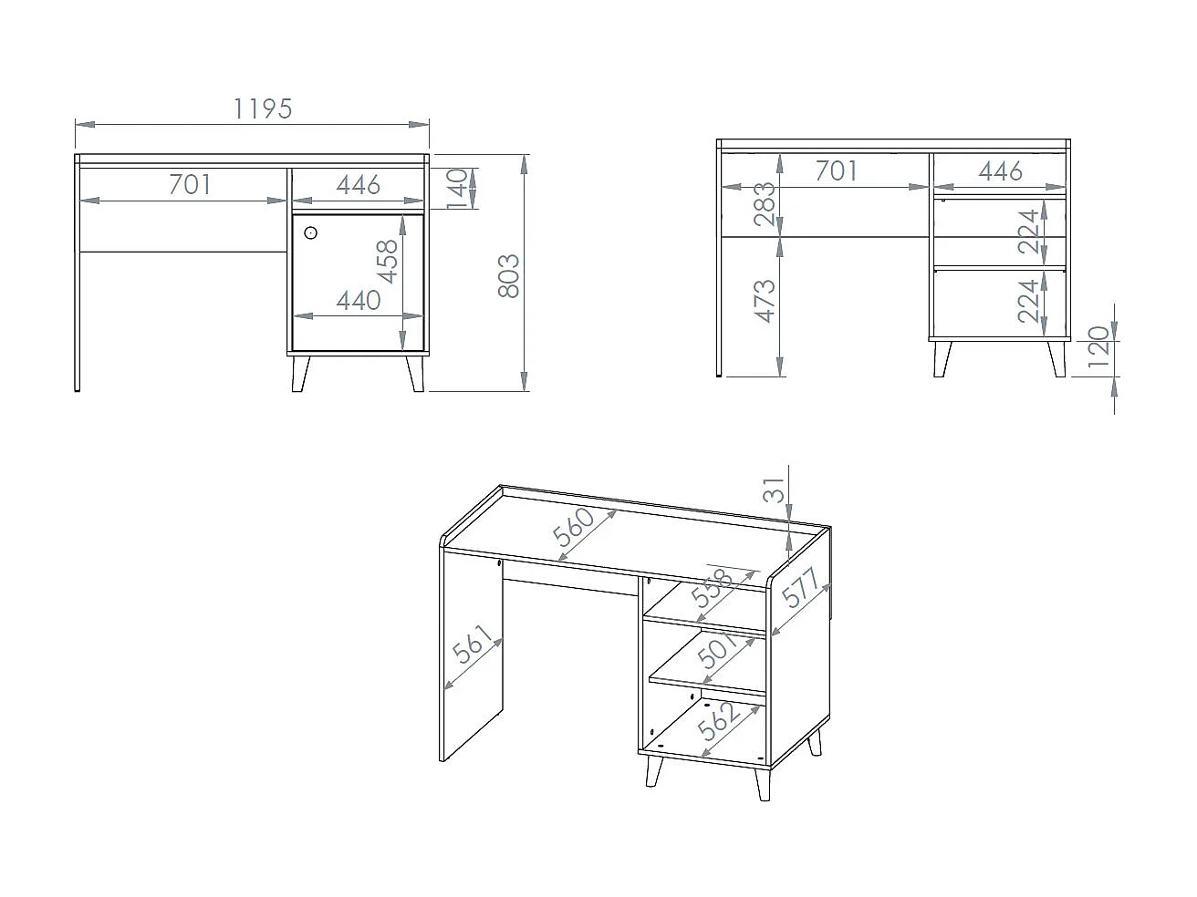 SCHREIBTISCH Mevel Wüstensand / Millennial Pink 120 / 58 / 80cm