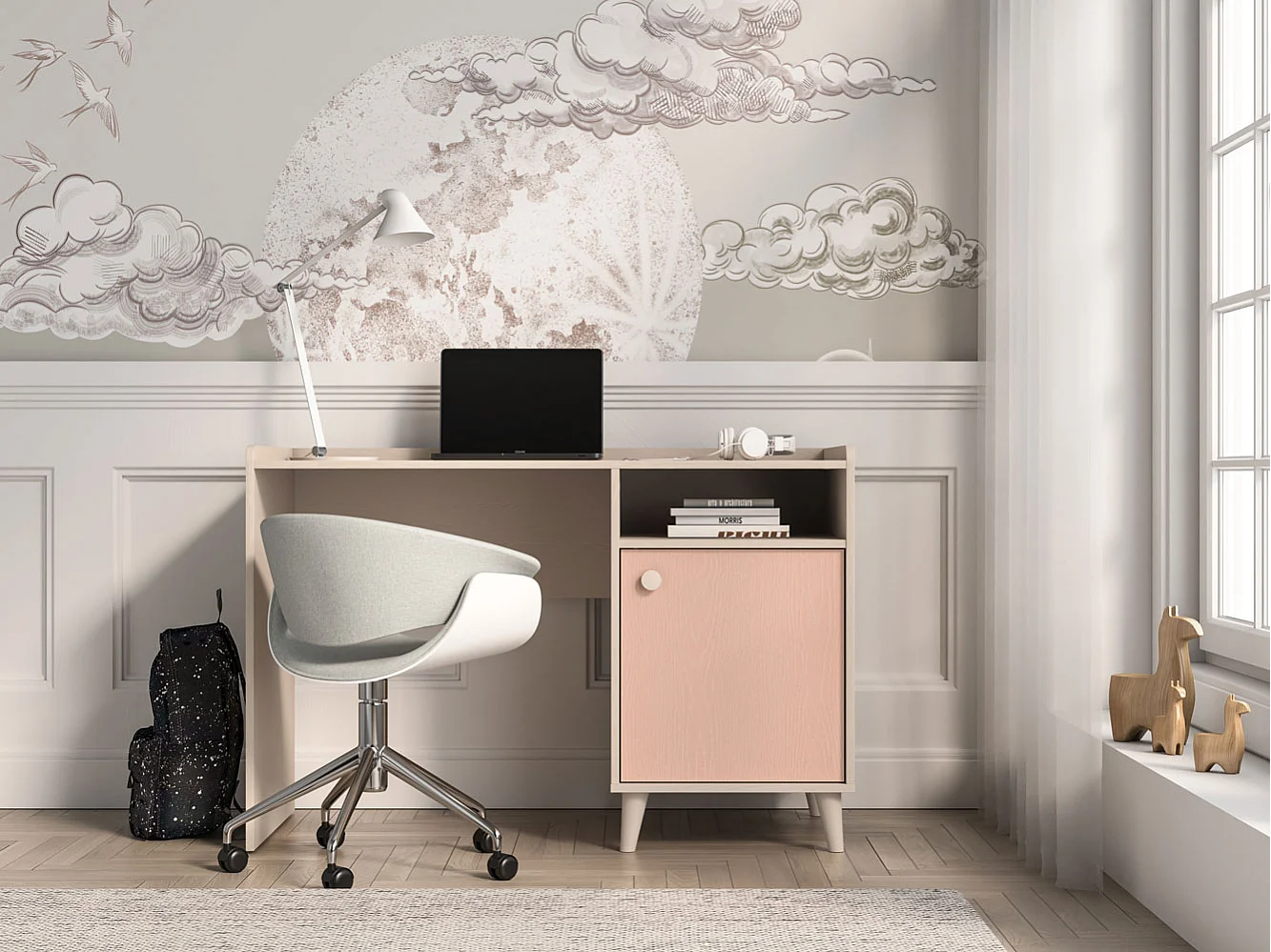 SCHREIBTISCH Mevel Wüstensand / Millennial Pink 120 / 58 / 80cm