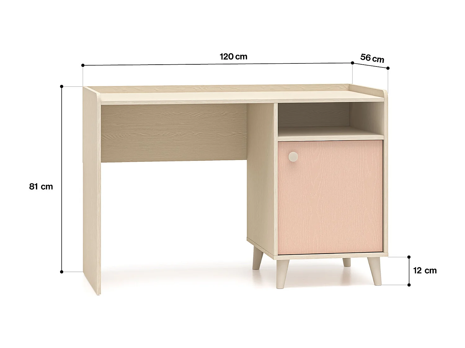 SCHREIBTISCH Mevel Wüstensand / Millennial Pink 120 / 58 / 80cm