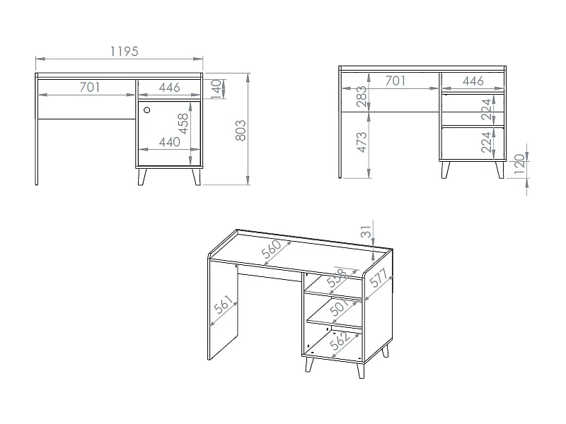 SCHREIBTISCH Mevel Wüstensand / Millennial Pink 120 / 58 / 80cm