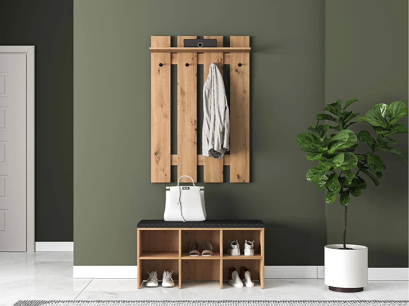 GARDEROBE Renes 2-teilig Eiche Artisan / Schwarz