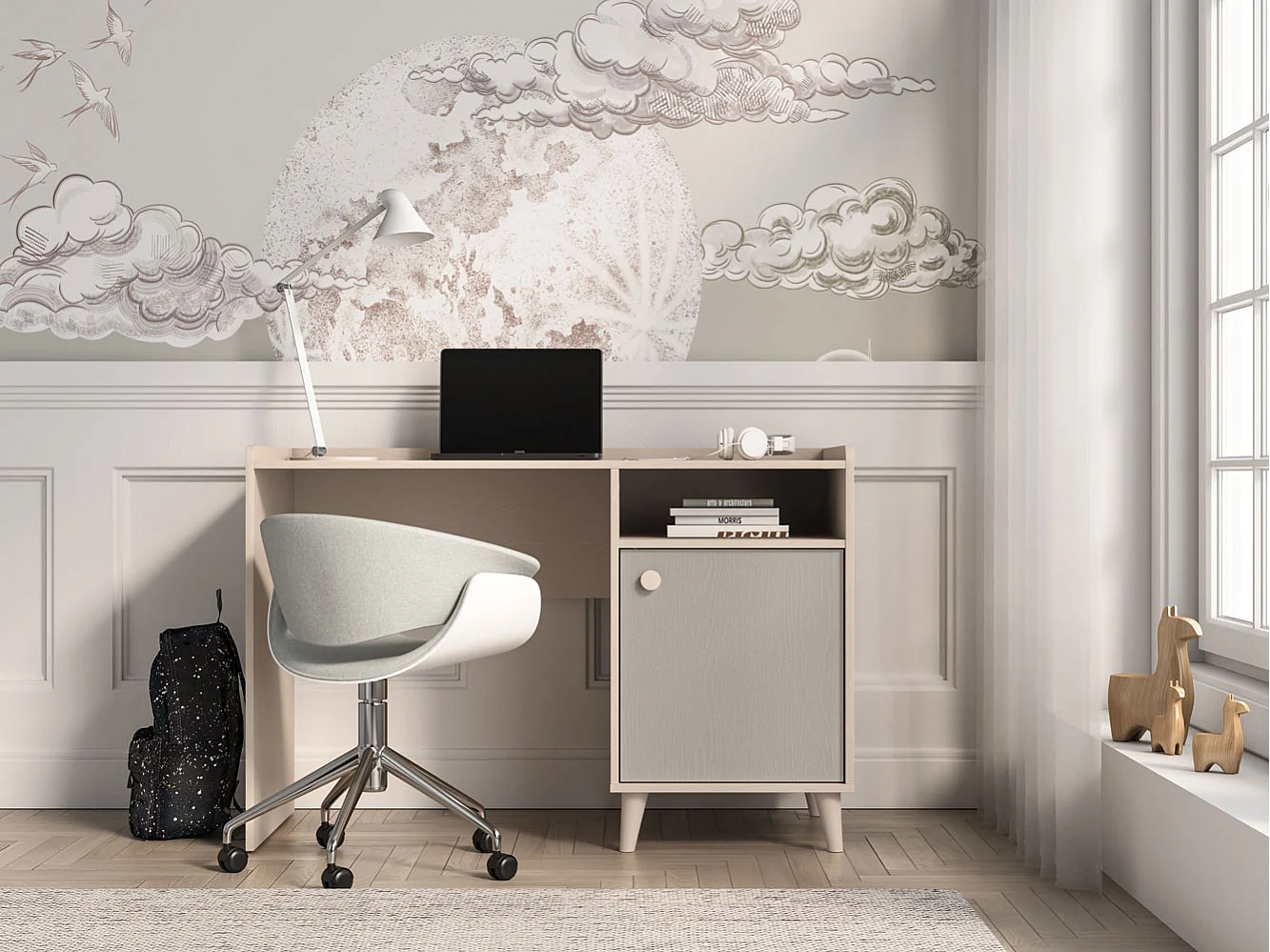 SCHREIBTISCH Mevel Wüstensand / Palladiumgrau 120 / 58 / 80cm