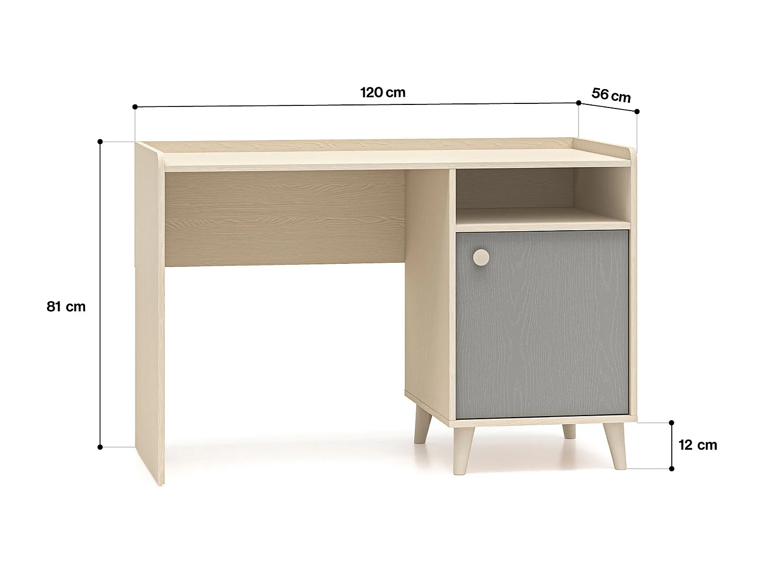 SCHREIBTISCH Mevel Wüstensand / Palladiumgrau 120 / 58 / 80cm