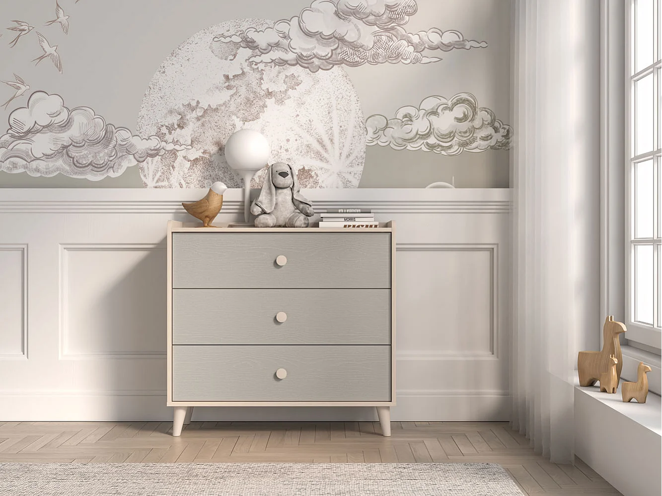 KOMMODE Mevel Wüstensand / Palladiumgrau 90 / 40 / 85cm