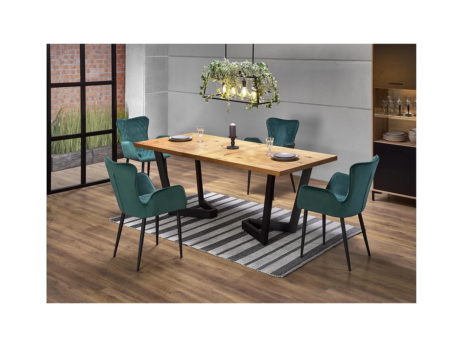 Tavolo da pranzo massiccio (90x160-250)/MDF e legno massello/marrone e nero