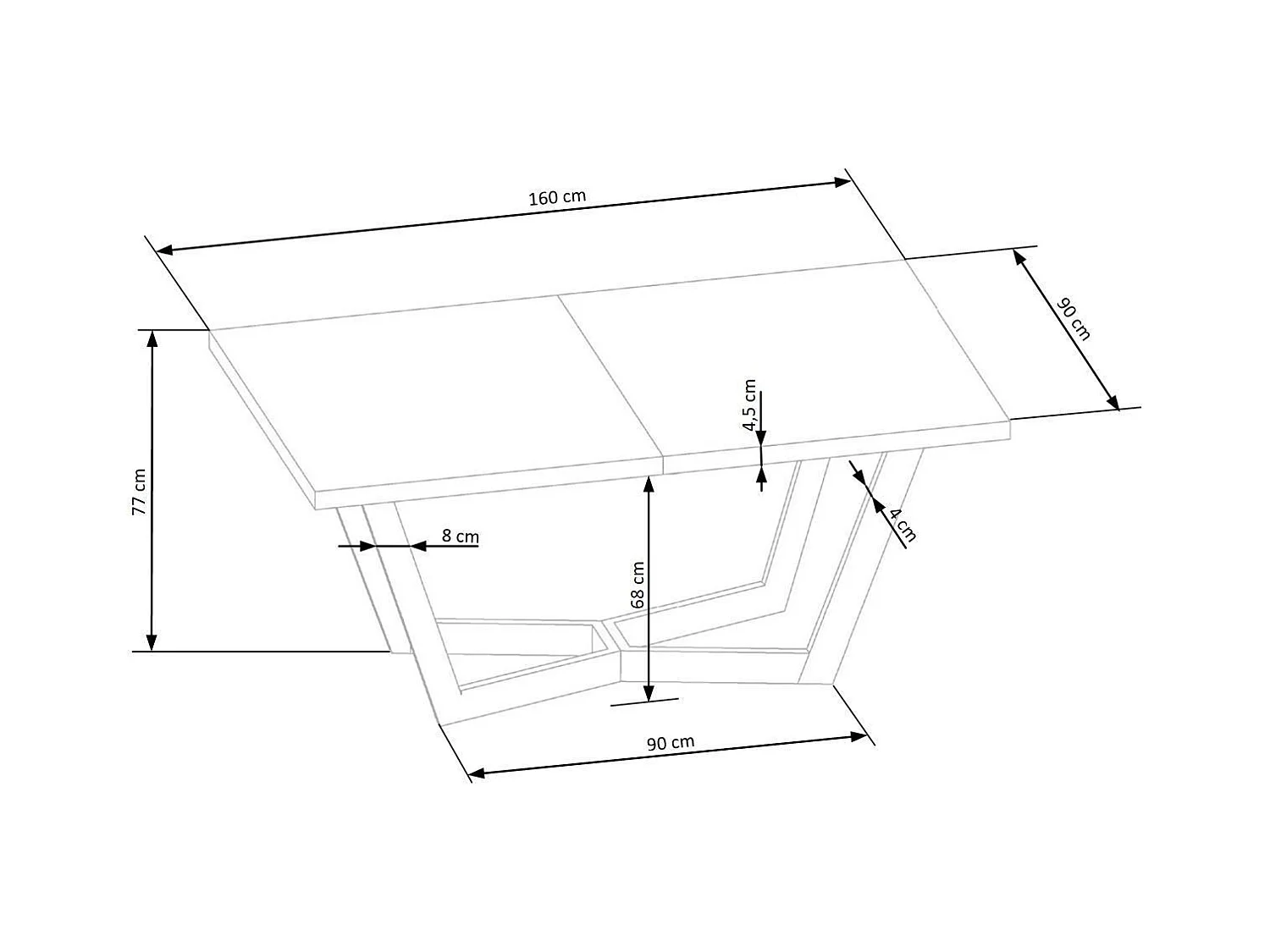 Tavolo da pranzo massiccio (90x160-250)/MDF e legno massello/marrone e nero