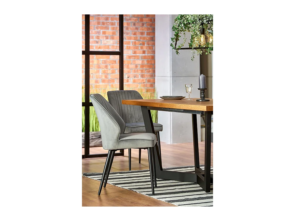 Tavolo da pranzo massiccio (90x160-250)/MDF e legno massello/marrone e nero