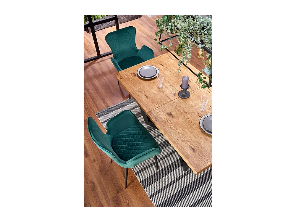 Tavolo da pranzo massiccio (90x160-250)/MDF e legno massello/marrone e nero