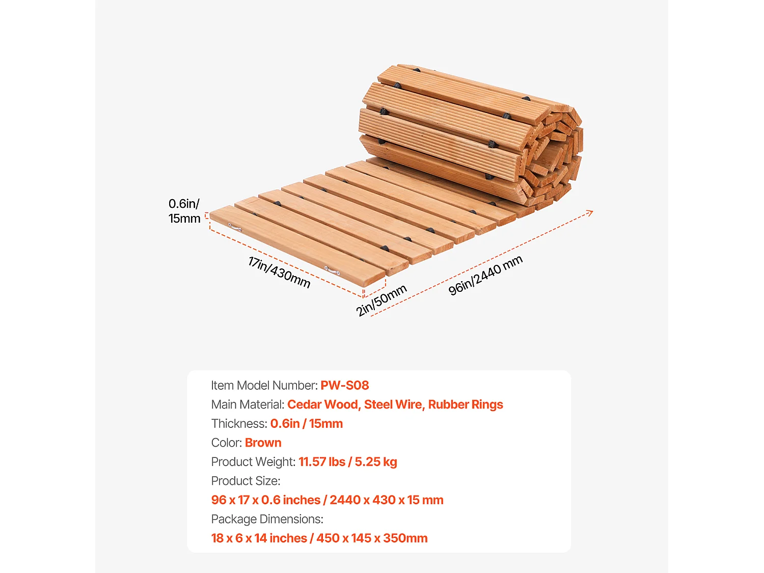 Percorso da Giardino, SucceBuy Passerella da Giardino in Legno Dritta (244 × 43 cm)