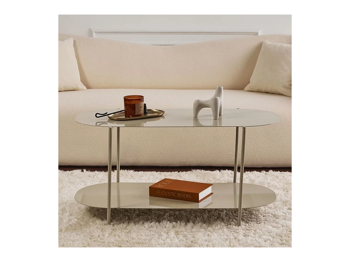 Table basse 2 plateaux avec bords arrondis L100 cm - LIV