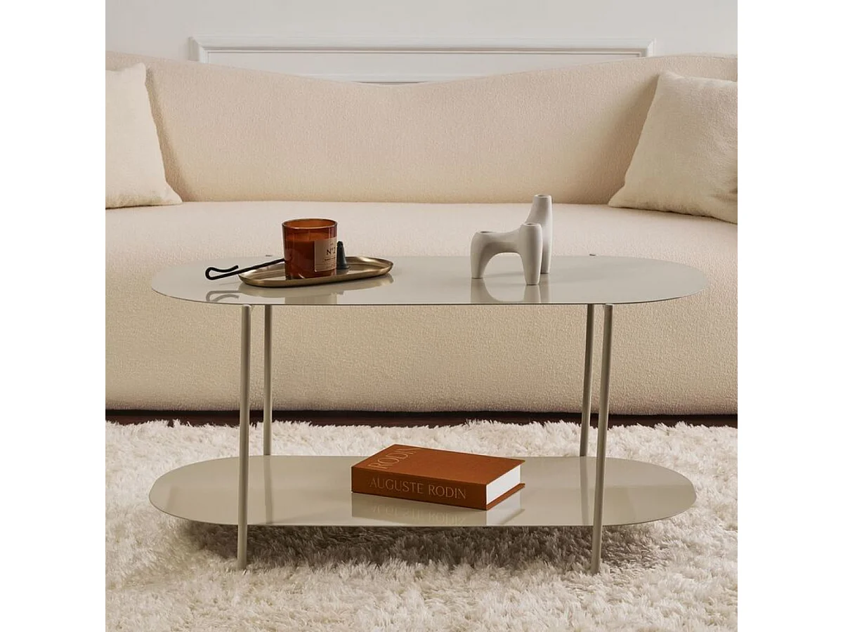 Table basse 2 plateaux avec bords arrondis L100 cm - LIV
