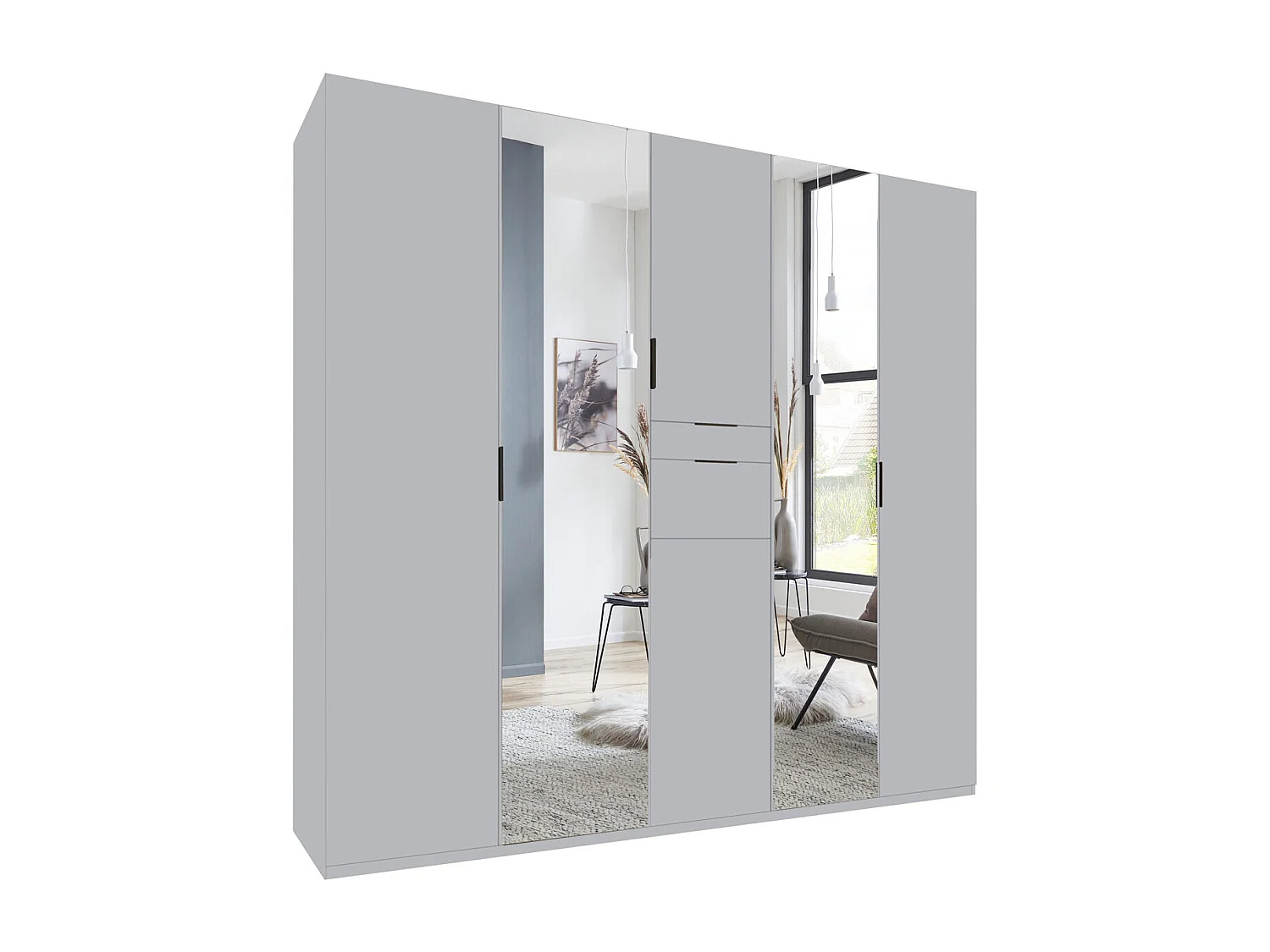 KLEIDERSCHRANK Moldau Lichtgrau 225 / 58 / 208cm