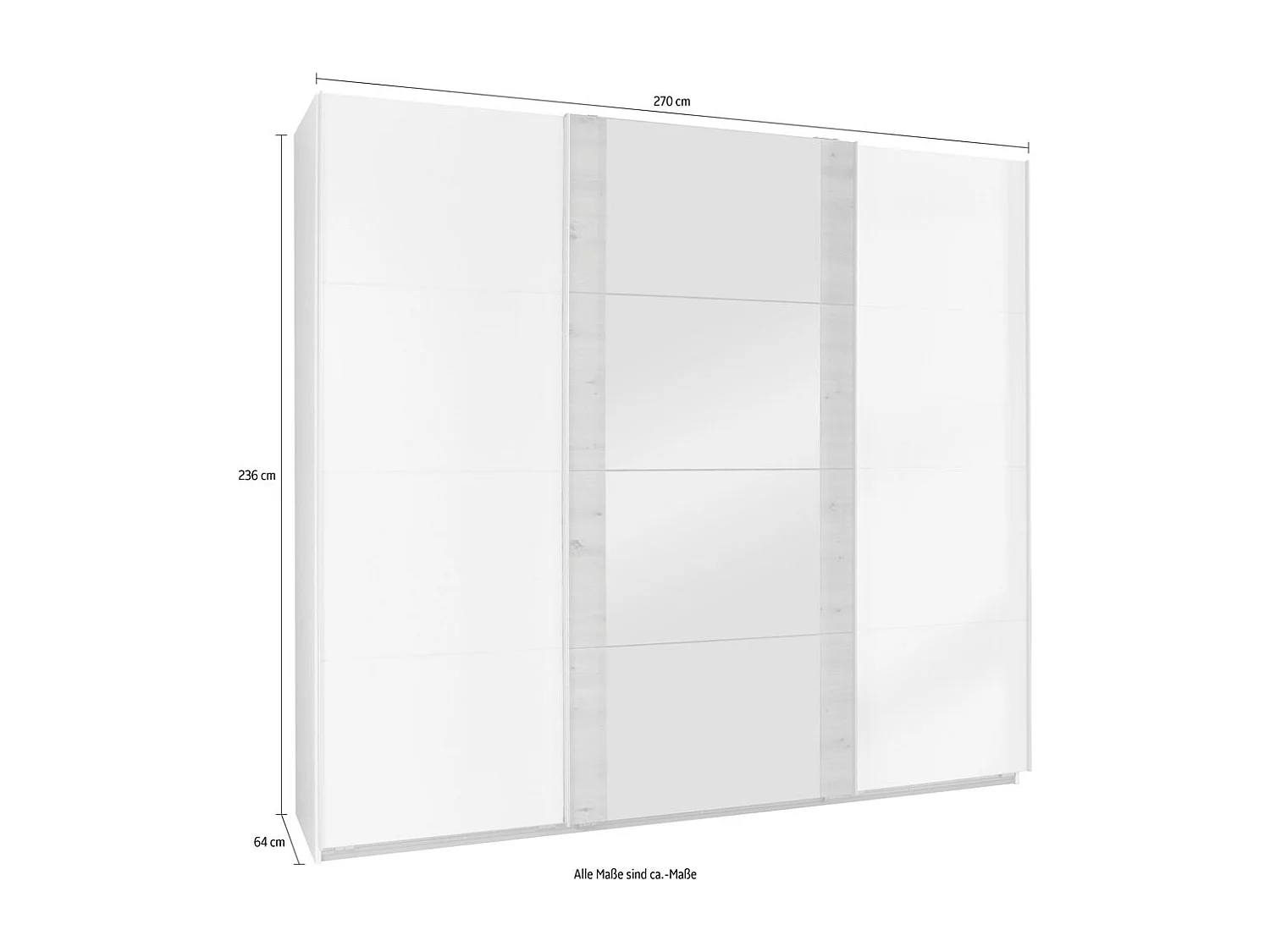 SCHWEBETÜRENSCHRANK Bern Weiß 270 / 64 / 236cm