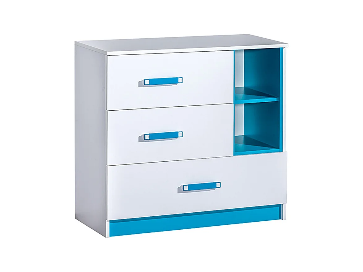 KOMMODE Trafiko weiß / türkis 90 / 40 / 83cm