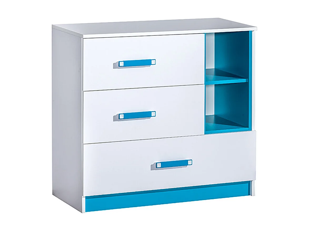 KOMMODE Trafiko weiß / türkis 90 / 40 / 83cm