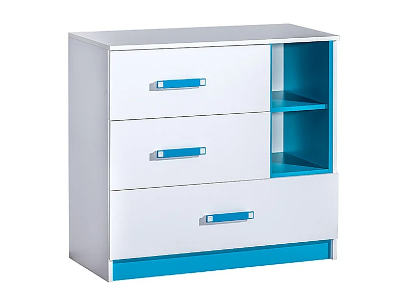 KOMMODE Trafiko weiß / türkis 90 / 40 / 83cm